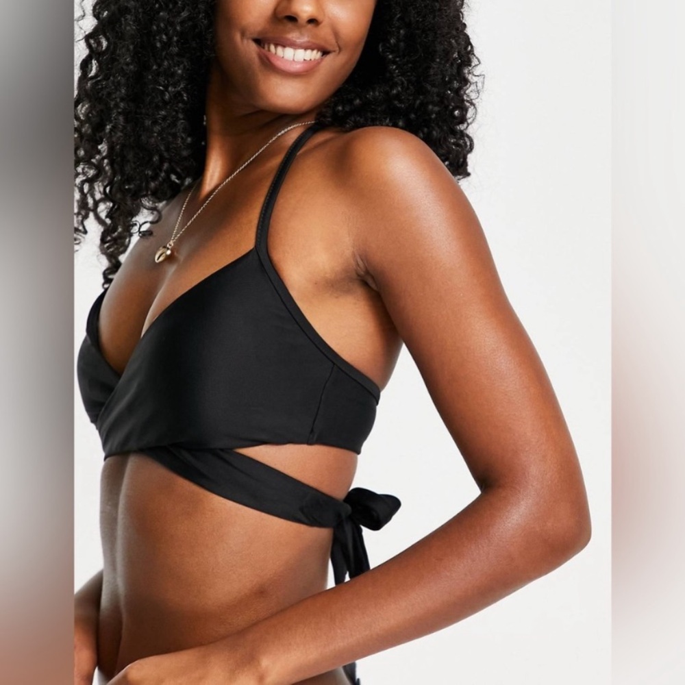 Aerie Black Wrap Bikini Top